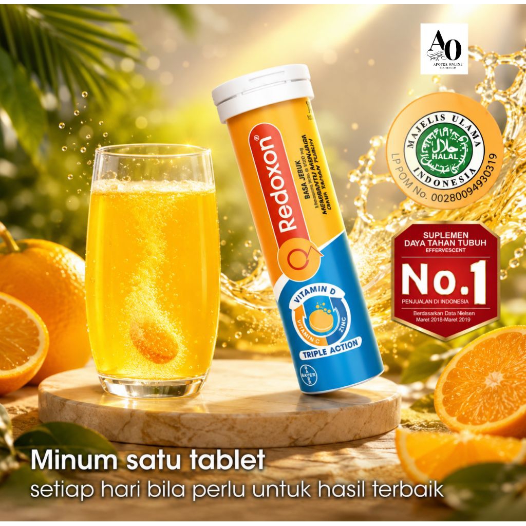 REDOXON isi 10 Tablet Vitamin C dan Zinc Untuk Menjaga Daya Tahan Tubuh Rasa Blackcurrant