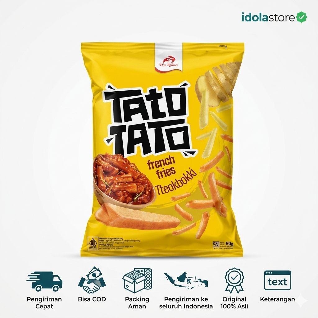 Tato Tato French Fries Rasa Tteokbokki 60gr - Sensasi Korea di Setiap Gigitan