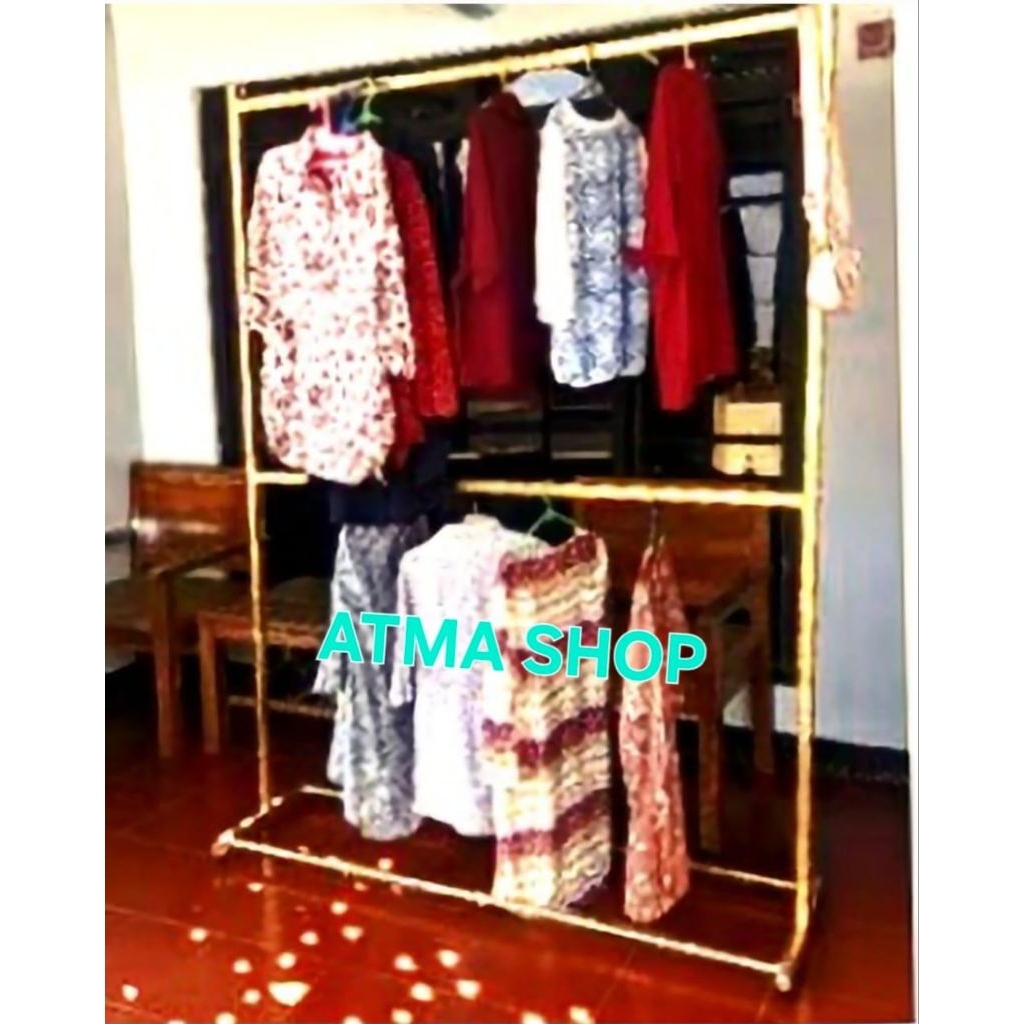STAND HANGER GAWANG BAJU BAHAN BESI TEBAL TINGKAT 2M × 1,5 M