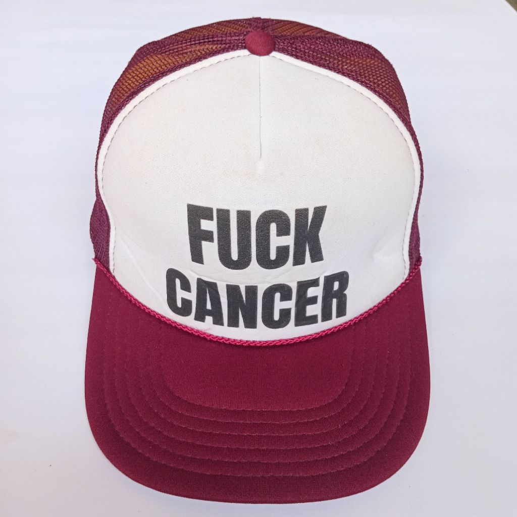 Topi Trucker Uncle Bekah's F Cancer Maroon Putih Vintage Second Ori`