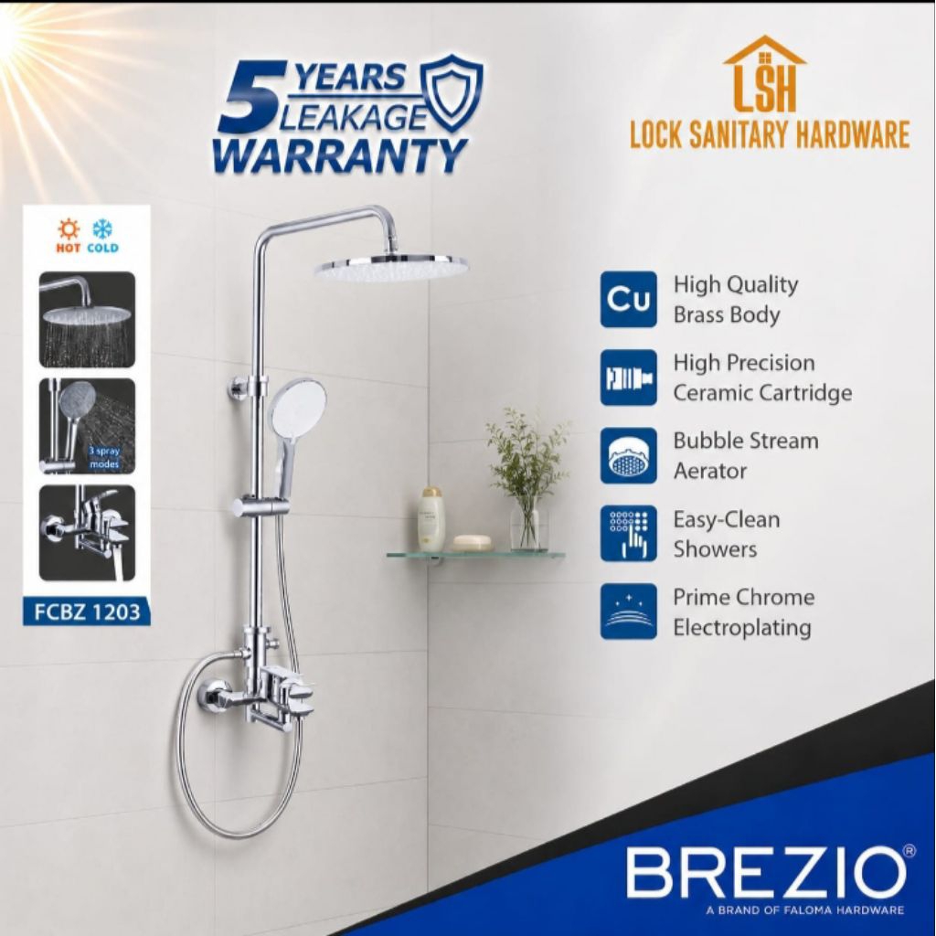 BREZIO FCBZ 1203 Shower Tiang Set Column Mandi Keran Kran Panas Dingin