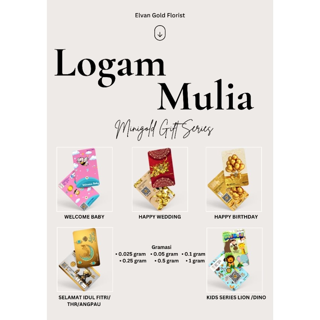 Logam Mulia 24Karat Minigold Gift Series Birthday Wedding Welcome Baby 0.025 0.05 gram Ready Bisa In