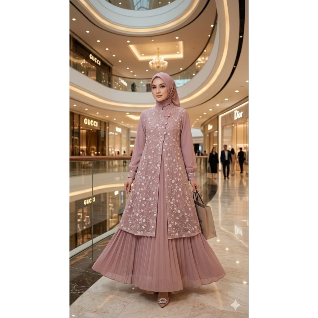 Dress Gamis Kondangan Brukat Raya Simple