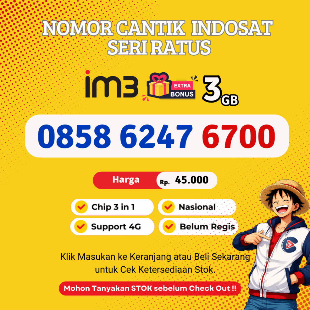 Nomor Cantik IM3 Seri Panca 3 Murah dan Rapi Support 4G LTE - Kartu Perdana Cantik IM3 Murah dan Rap
