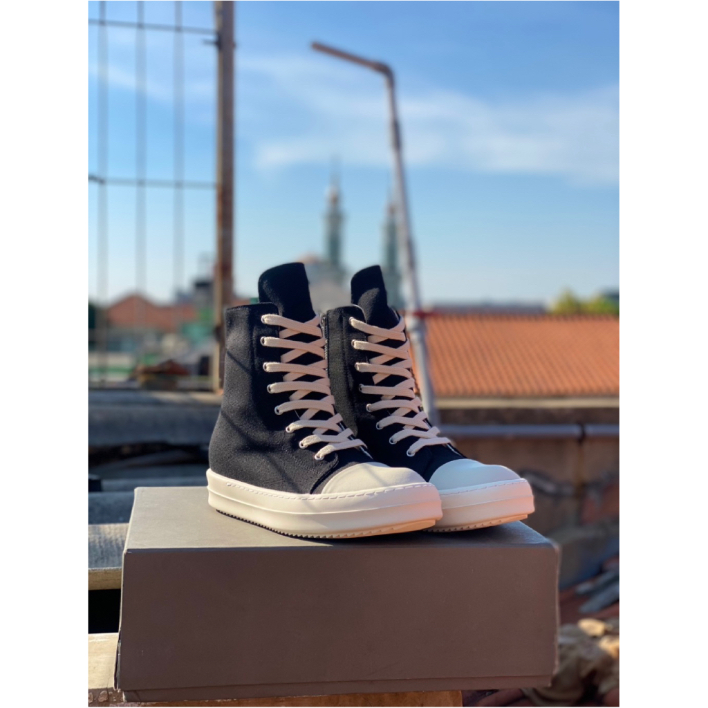 (READY) RICK OWENS RAMONES HI BLACK CANVAS 41