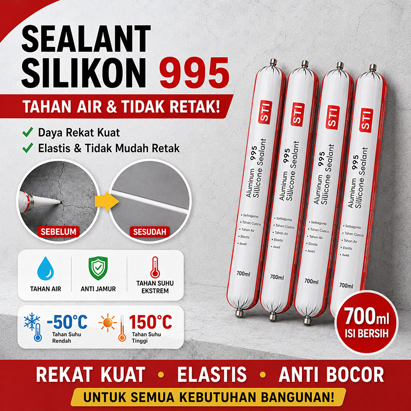 Lem Silicone Sealant Netral 700ml STI 995 Daya Rekat Kuat Tahan Lama Cocok Untuk Kaca Aluminium ACP 
