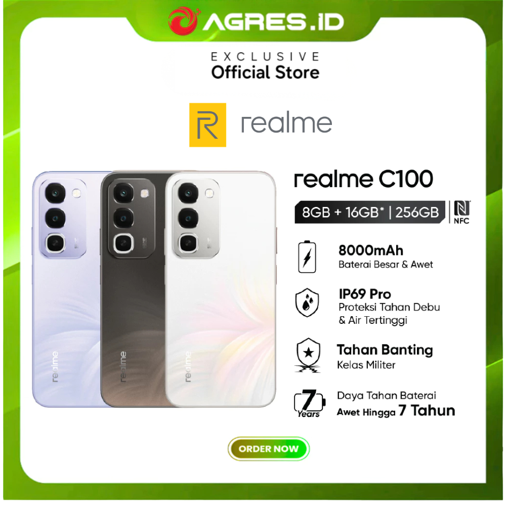 realme C100 8GB/256GB - 8000mAh Titan Long-Lasting Battery - IP69 Pro Dust & Water Resistance - Mili