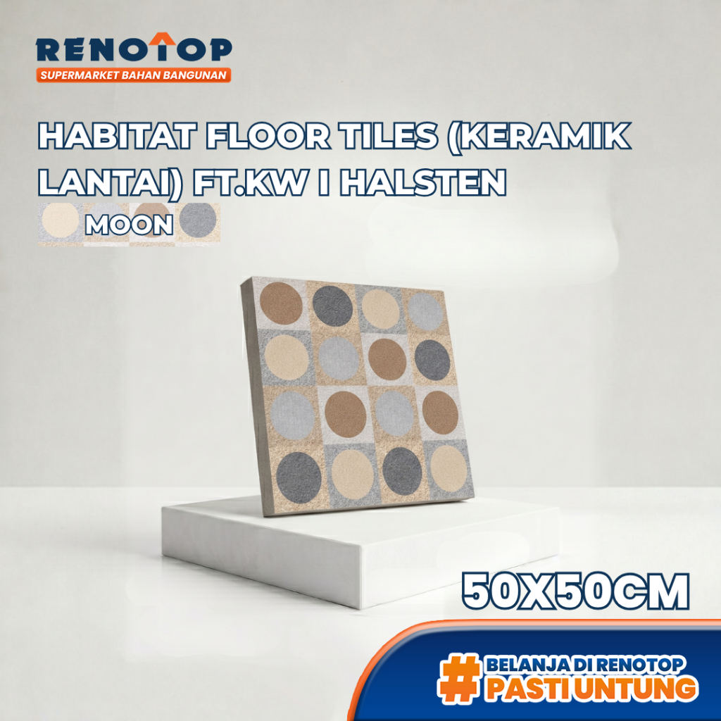 HABITAT Floor Tiles (Keramik Lantai) FT.KW I Halsten Crema , eclipse , light smoke , moon 50x50cm