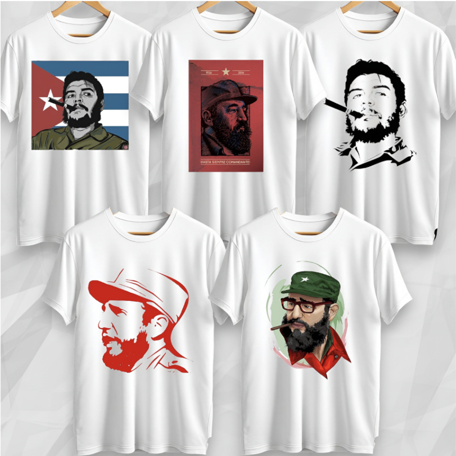 MERTA Baju Kaos Fidel Castro - Baju Kaos Pria Wanita Kain Katun Premium Cotton Combed 24s - Print DT