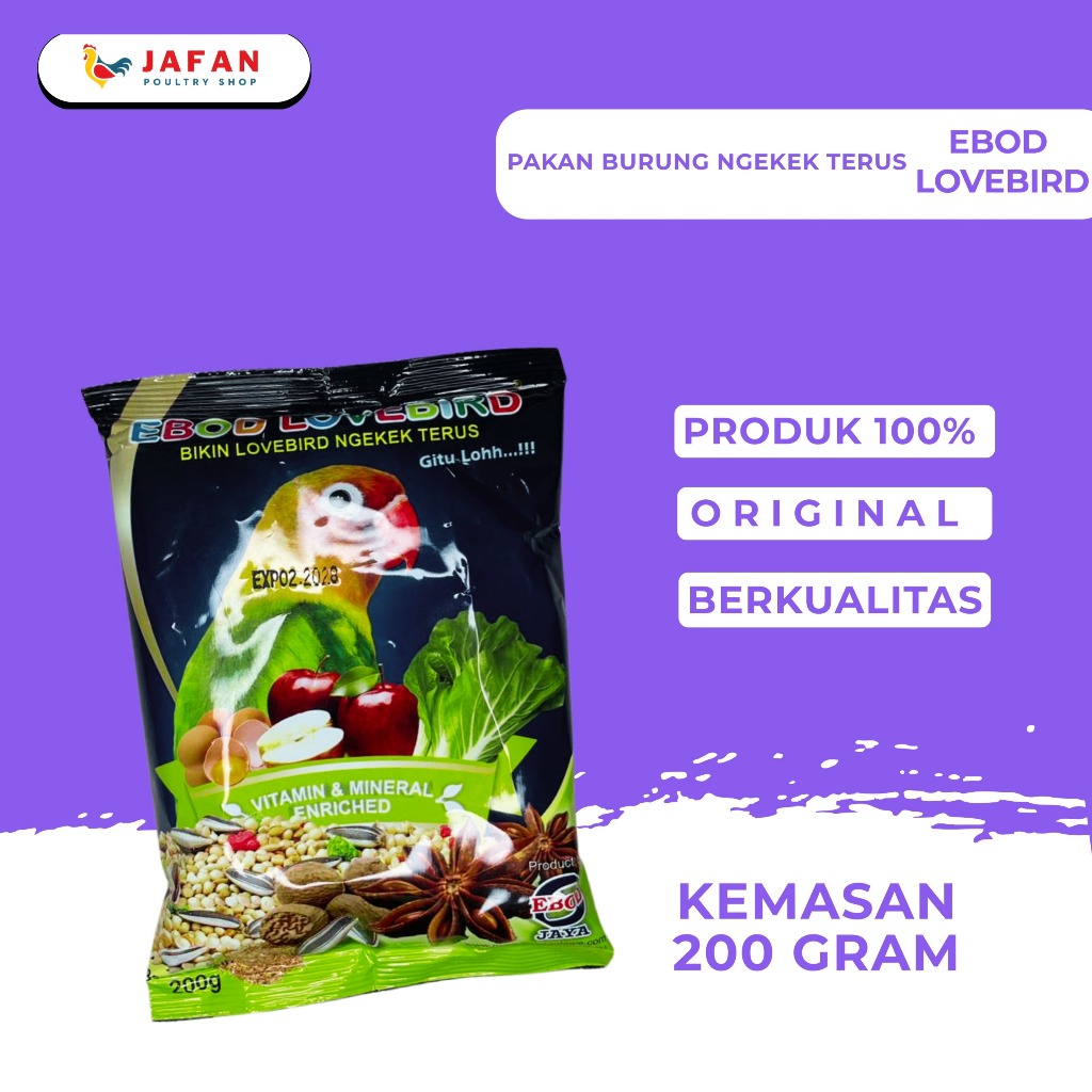 Ebod Lovebird Pakan Burung Lovebird Harian Kemasan Plastik - Vitamin & Mineral