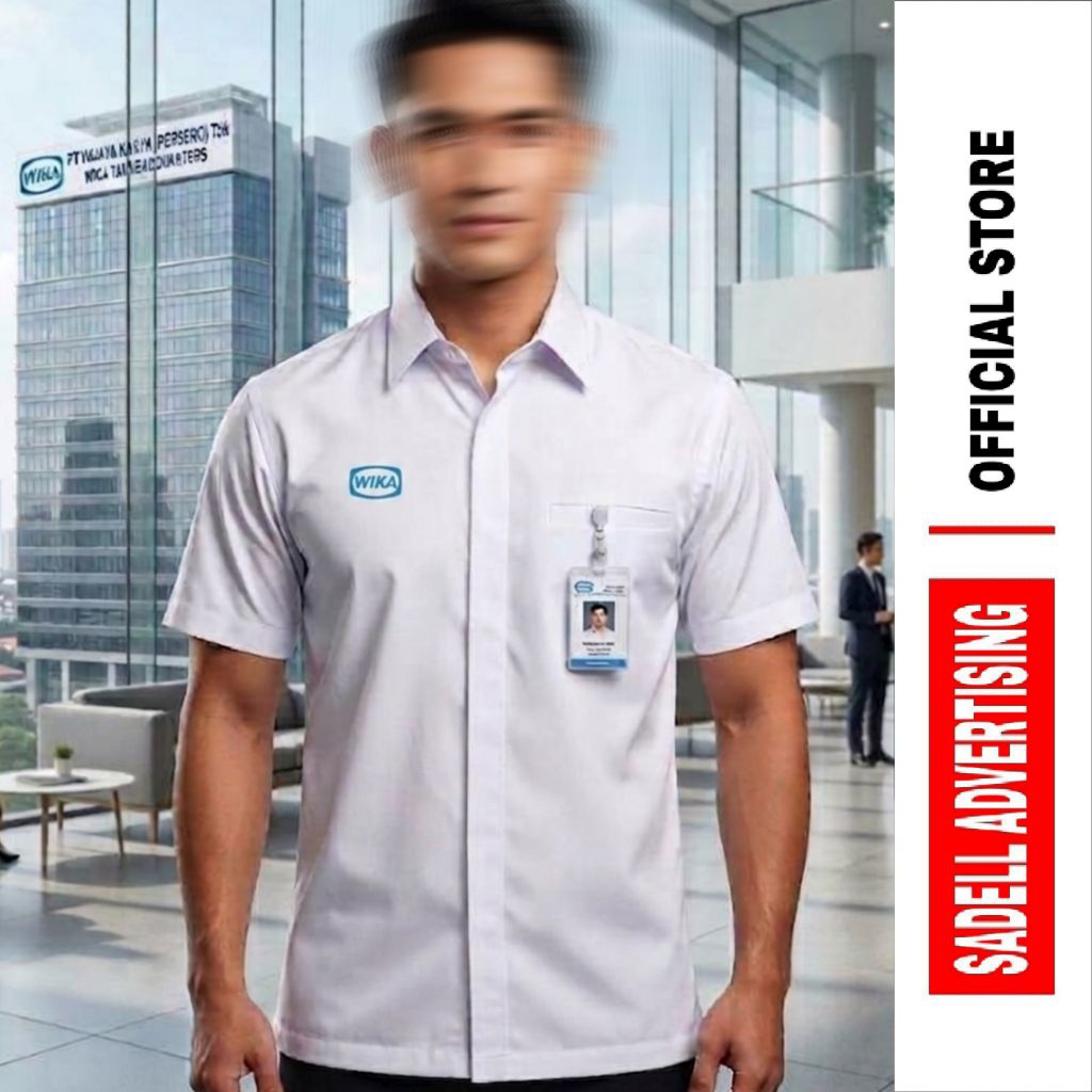 Kemeja WIKA Seragam PT WIKA Baju PT Wika Putih Lengan Pendek Pria Bordir