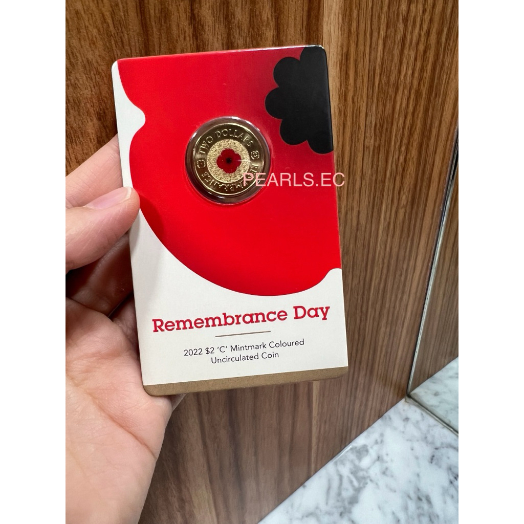 2022 Red Poppy $2 Remembrance Day Australian Mint Coin Uncirculated 'C' Mintmark