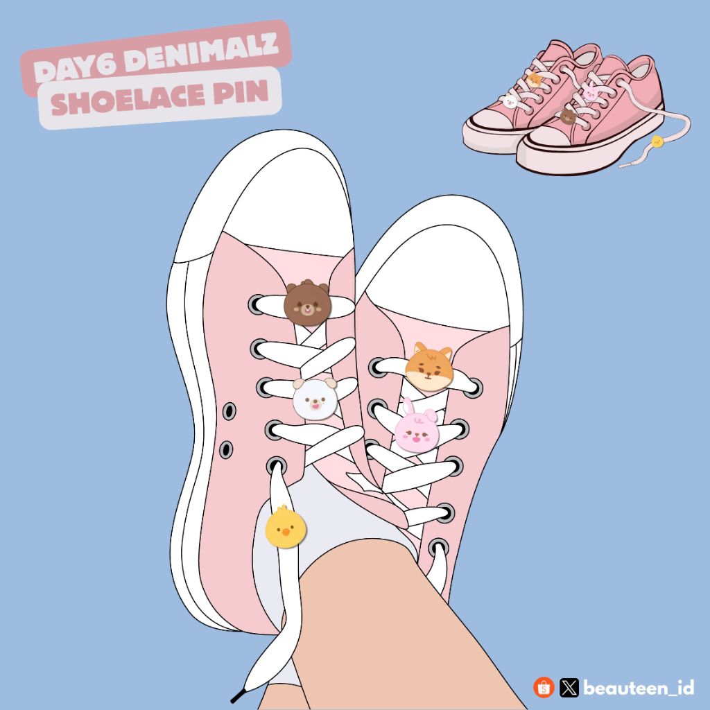 DAY6 DENIMALZ SHOELACE PIN patch charm aksesoris hiasan tali sepatu premium pvc rubber karet 2d 3d t