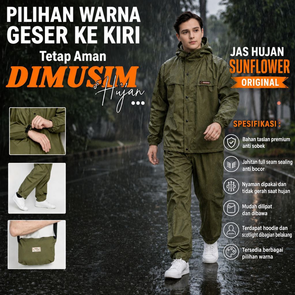 JAS HUJAN SUNFLOWER 100% ORIGINAL | JAS HUJAN SUN FLOWER RAINCOAT