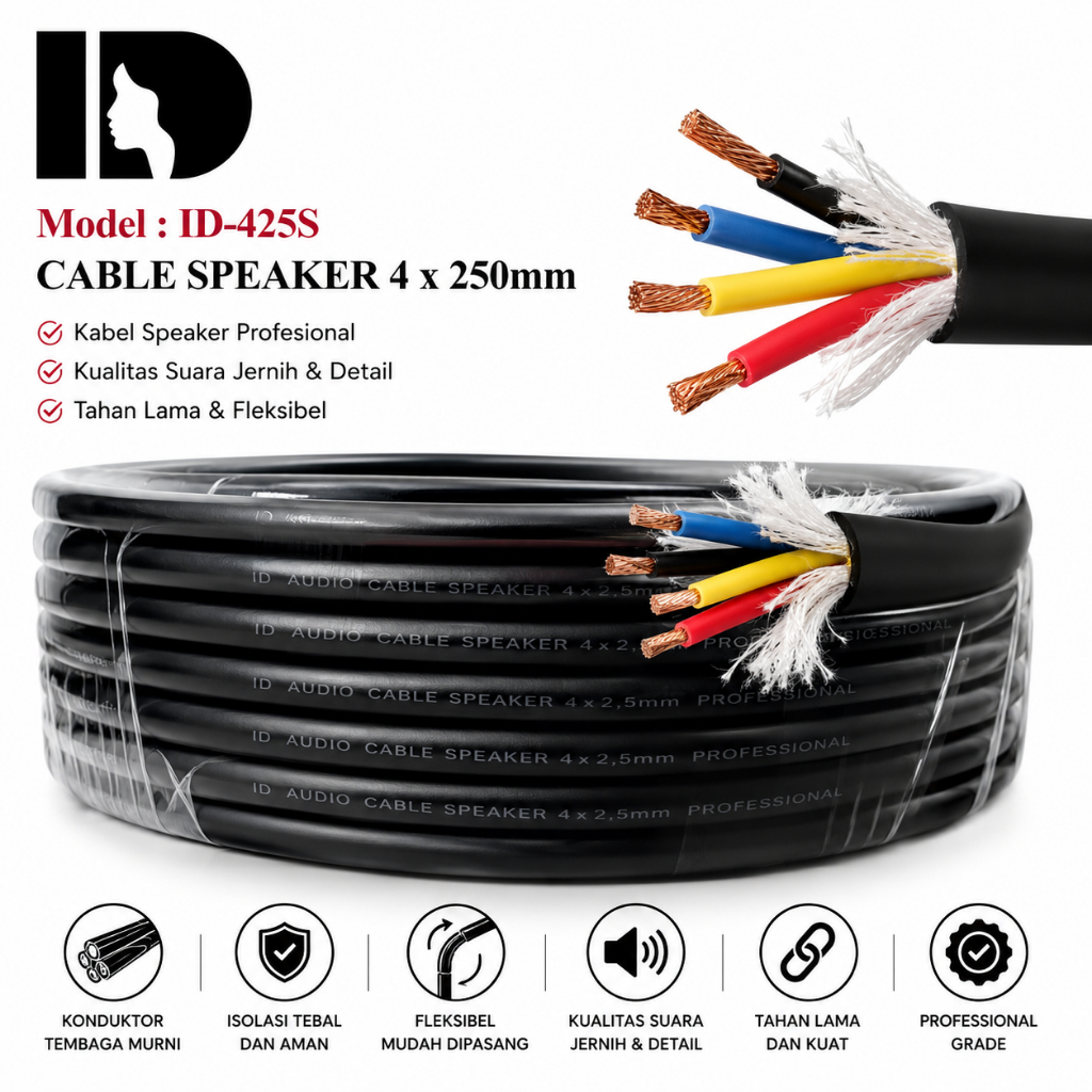 kabel speaker id audio 425s 4x2.5mm isi 4  original harga per meter