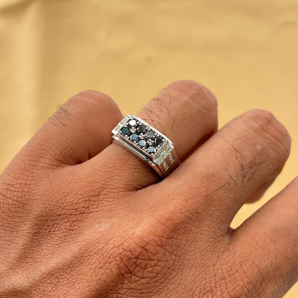Cincin Perak Natural Berlian Hitam Natural Berlian Eropa Elegan Mewah