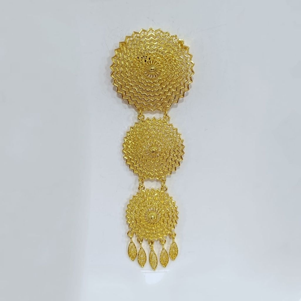 jawelry36 Bros Pin Brooch Susun Tiga Adat Kebaya KutuBaru Kuning Putih Permata Polos Hijab Pesta Pen