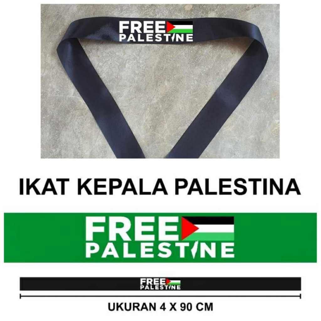 aksesoris palestina slayer kecil palestina ikat kepala free palestina ukuran 4x90cm hijau dan hitam 