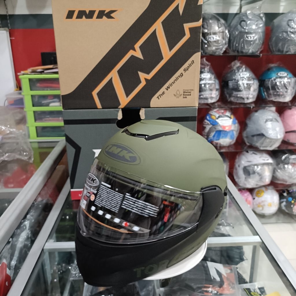 HELM INK TOP GEAR 2 TONE GREEN / BLACK MODULAR