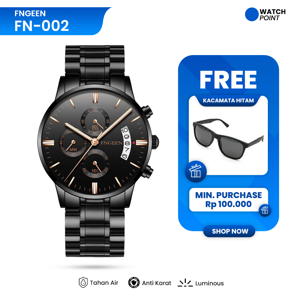 WATCHPOINT FN-002 | Jam Tangan Pria Original Impor FNGEEN  VAVA VOOM Tahan Air dengan 3 Kronograf VA