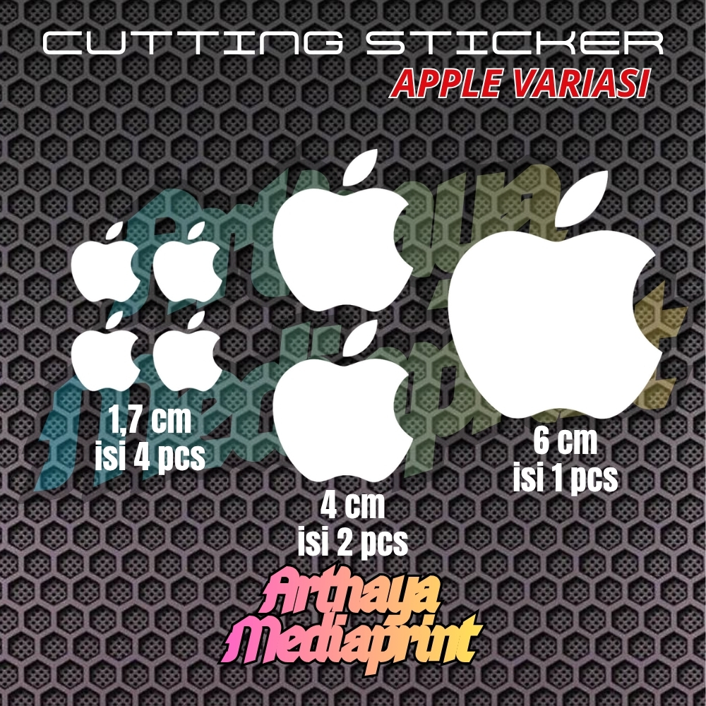 Sticker Cutting logo apple variasi helm bpdy motor hp leptop