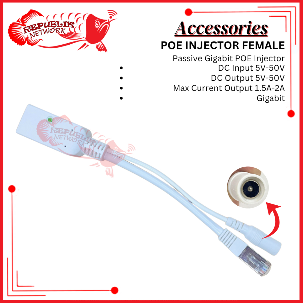 Passive Gigabit POE Splitter Female|Gigabit POE Injector Cewek