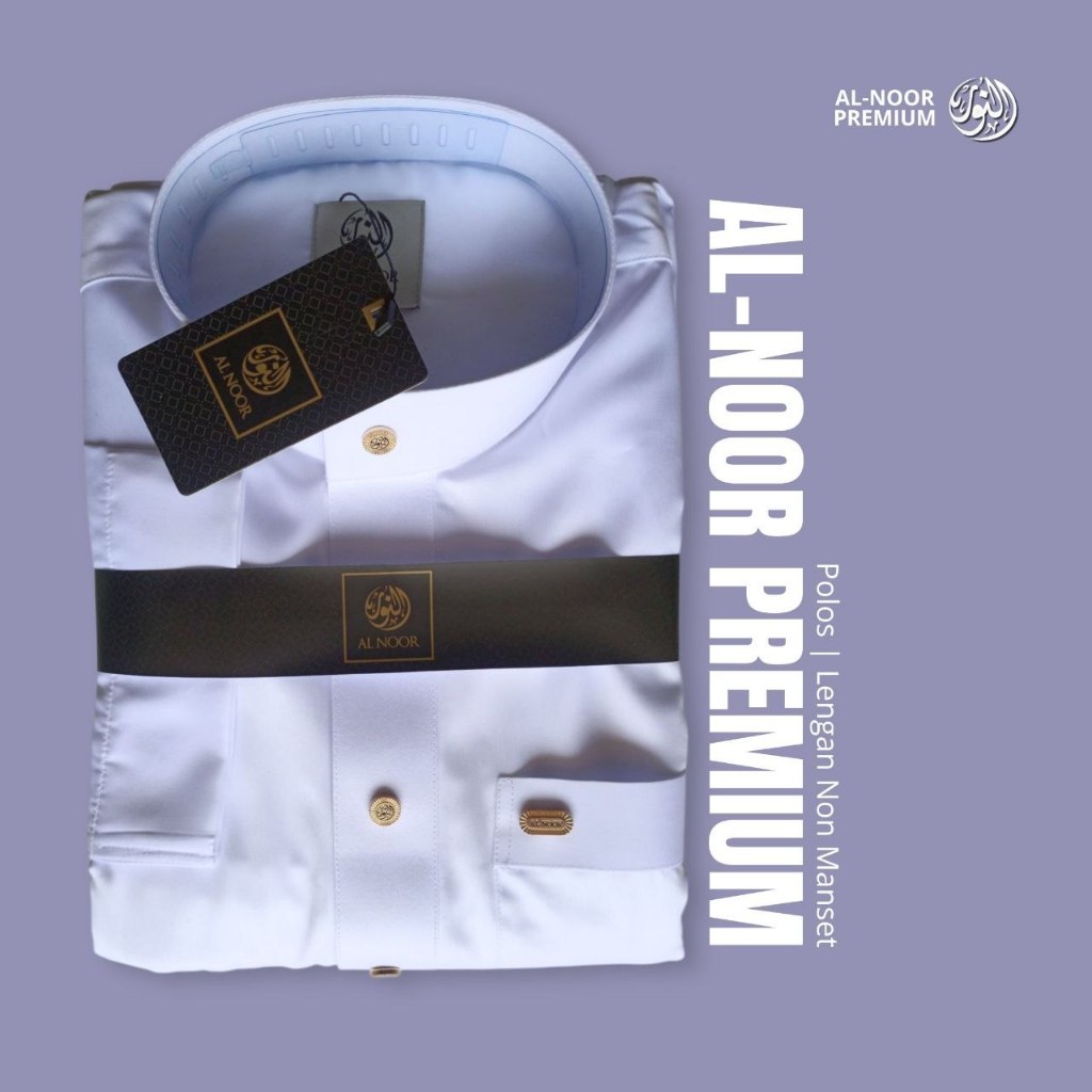 Jubah Al-Noor Premium Eksklusif Putih Polyster - Gamis Saudi Al Noor Free Box