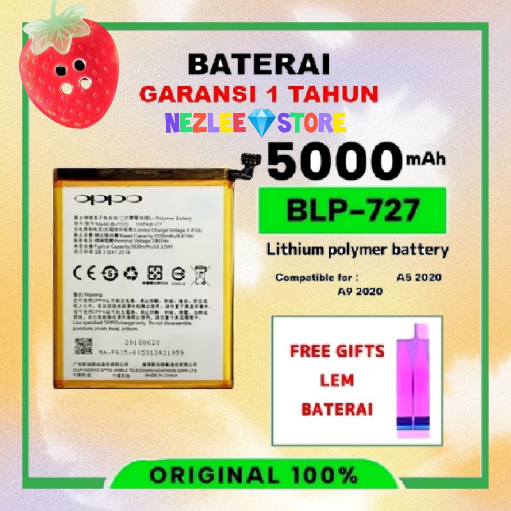 [KODE B] BATERAI Oppo BLP-727 A5 2020 - A9 2020 FREE LEM BATERAI