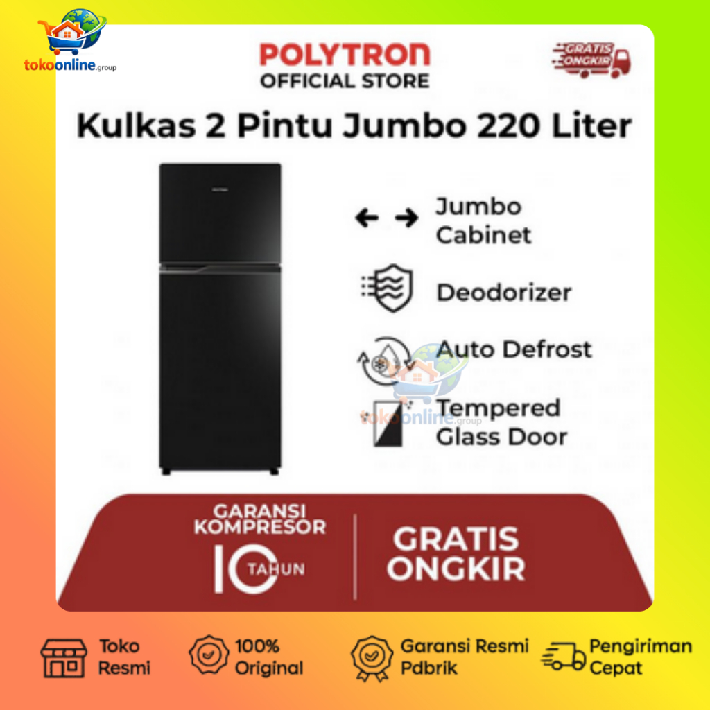 KULKAS 2 PINTU POLYTRON PRW-23 MNX PRW-23MNX PRW 23 MNX BERGARANSI