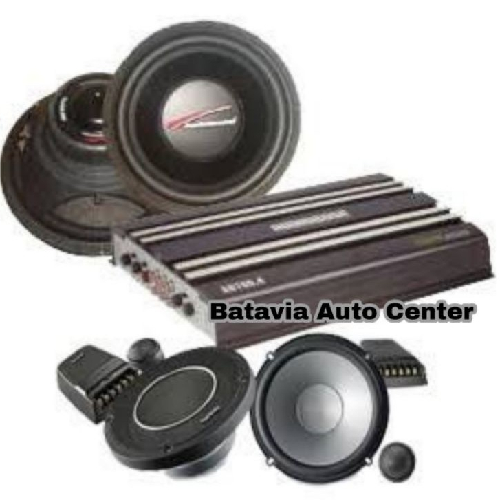 Paket Audio Mobil Lengkap Harian Murah 1 power 4chanel  1 Subwoofer 12inc /10inc  2 speaker 6inc  2 
