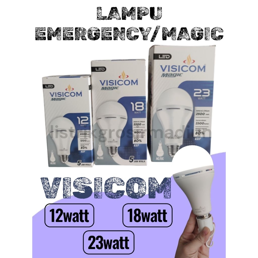 lampu emergency visicom magic 12w,18w,23w