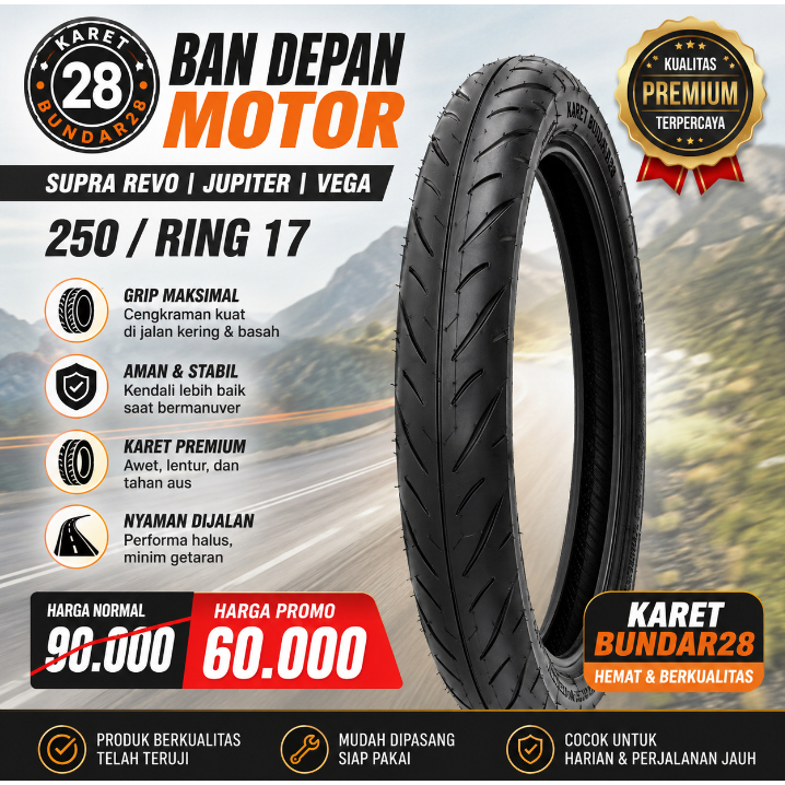 Ban Depan Motor Supra Revo Jupiter Vega Ukuran 250 Ring 17