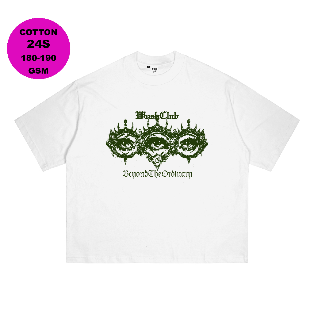 WUSH CLUB BOXY FIT TEE BAJU KAOS DISTRO PRIA WANITA OVERSIZE COTTON COMBAD 24S NARY PUTIH
