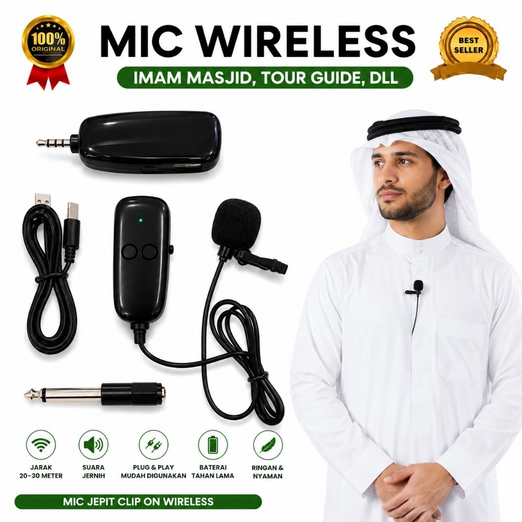 Mic Wireless IMAM CLIP ON  Mic Wireless Jepit Imam Freq UHF