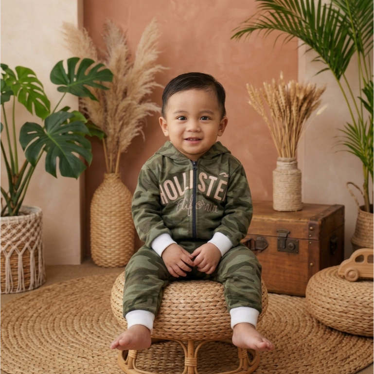 Stelan Jaket Bayi 0-4 bulan kain plecee lembut tebal