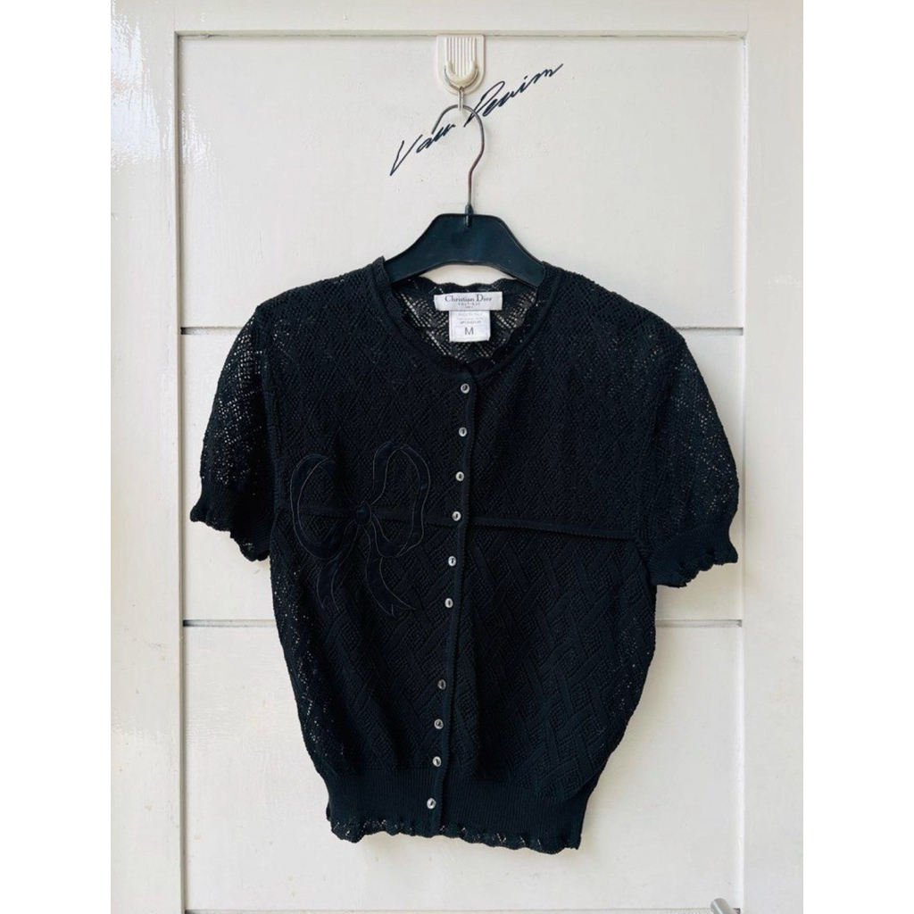 Christian Dior Boutique Paris Galliano Brochat Knit Cardigan