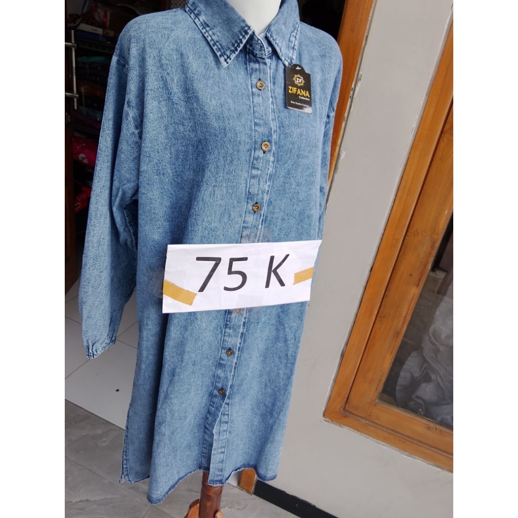 TUNIK jeans ld 115-125jumbo kaintebal