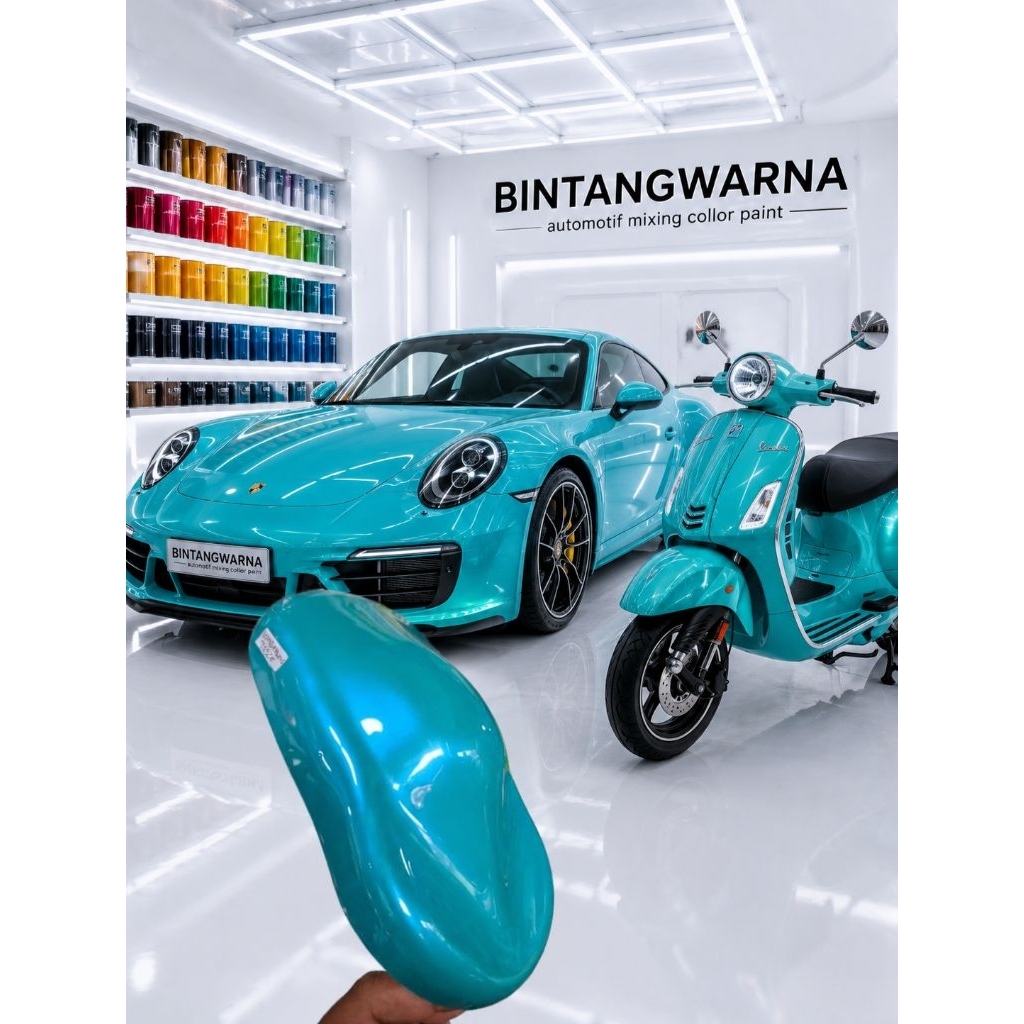 cat warna tosca +lembayung biru cat tosca + efek blue jenis pu cat motor cat mobil cat custom cat au