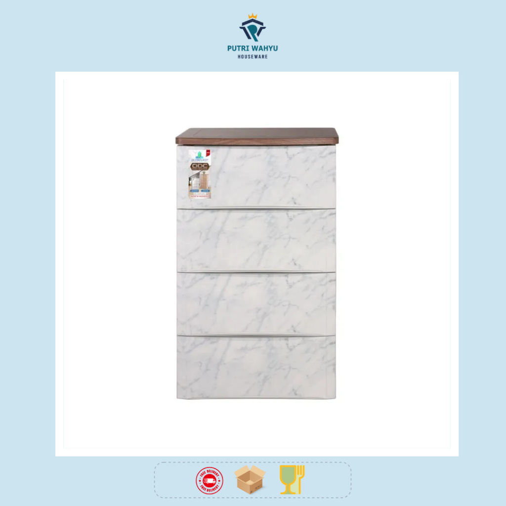ODC 4 laci marble  Merek olymplast - Olymplast ODC 4 Drawer Marble Storage Cabinet | Plastic Organiz