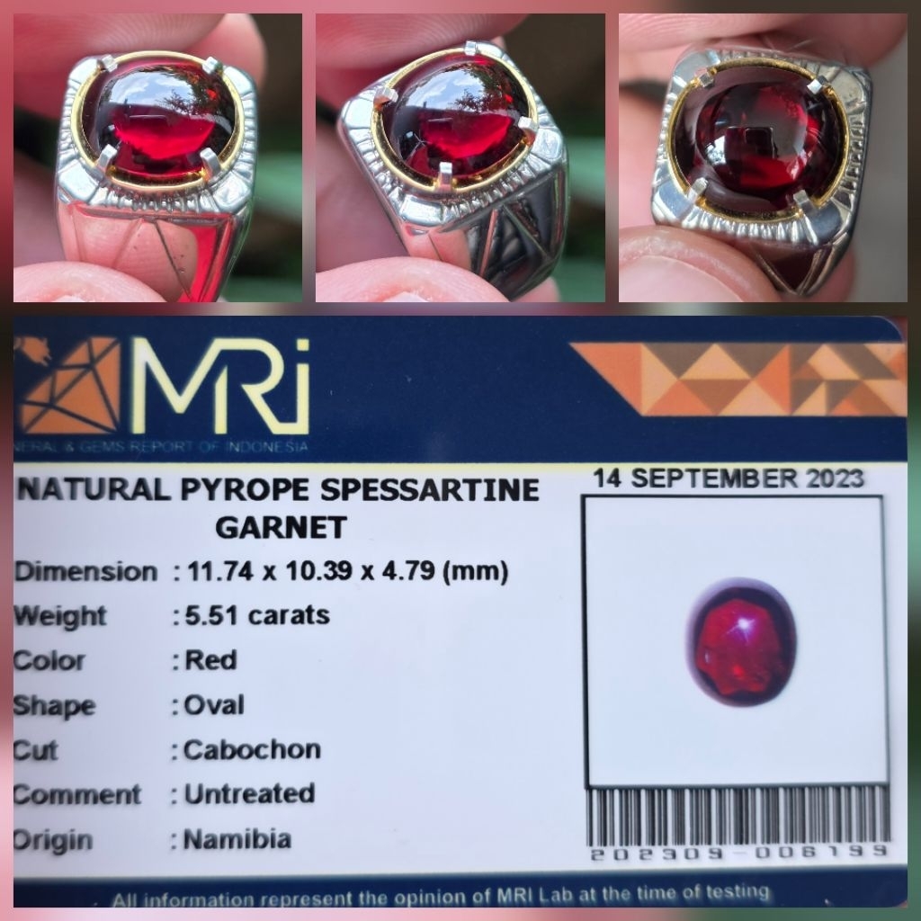 Batu Natural Red Garnet Top Color Memo 5.51 crt