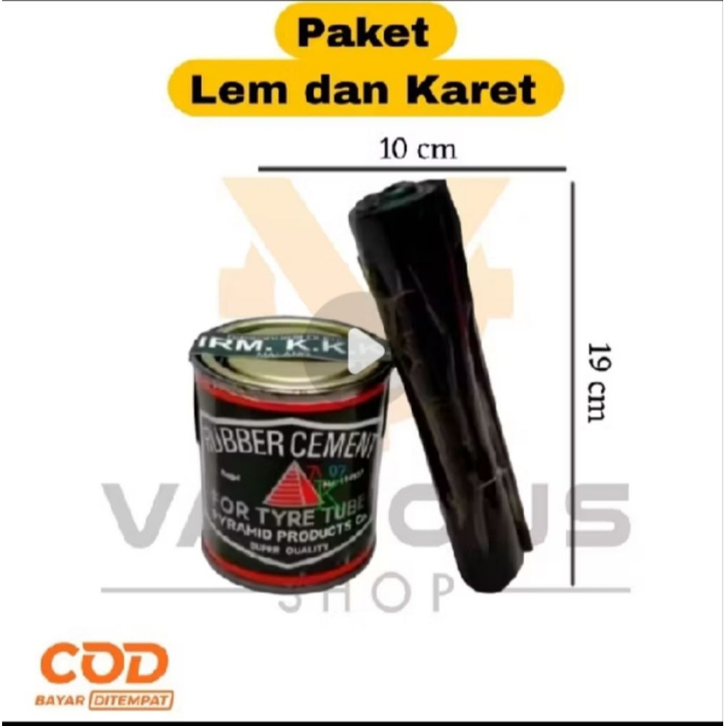 PAKET lem dan karet tambal motor mobil