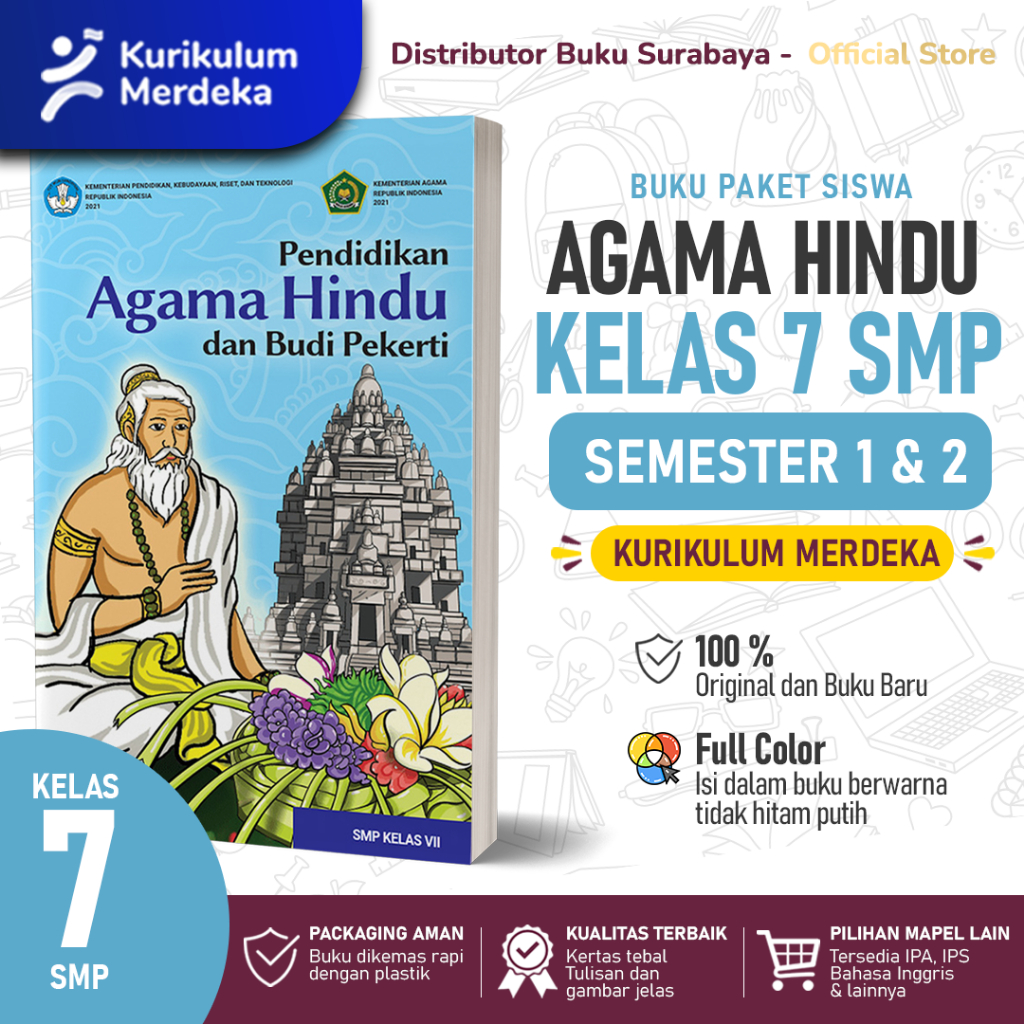 Buku Agama Hindu Kelas 7 SMP Kurikulum Merdeka Original