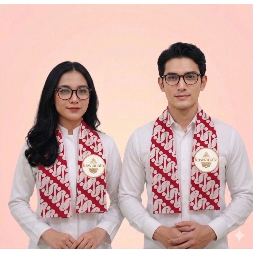 Cukin Betawi Batik merah putih syal Wanita pria nyaman di pakai