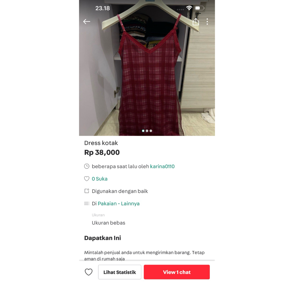 dress kotak merah