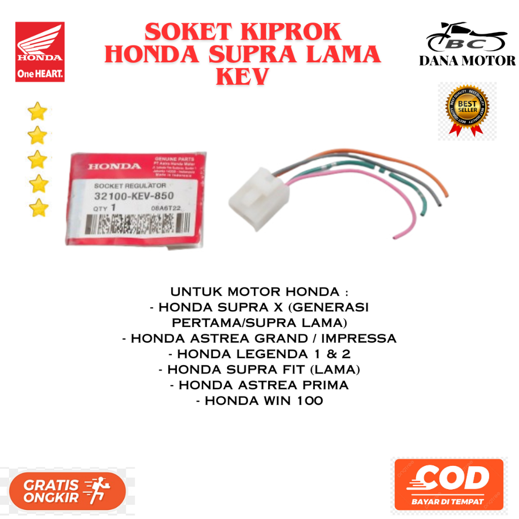 Soket Kiprok Supra X Ori / Kabel Socket Regulator Honda Grand Original Premiuim - 32100-KEV-850