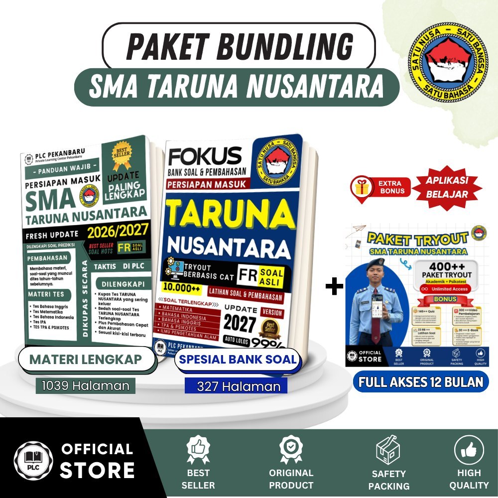 Paket Buku Tes Masuk SMA Taruna Nusantara 2027 Materi & Bank Soal Lengkap PLC