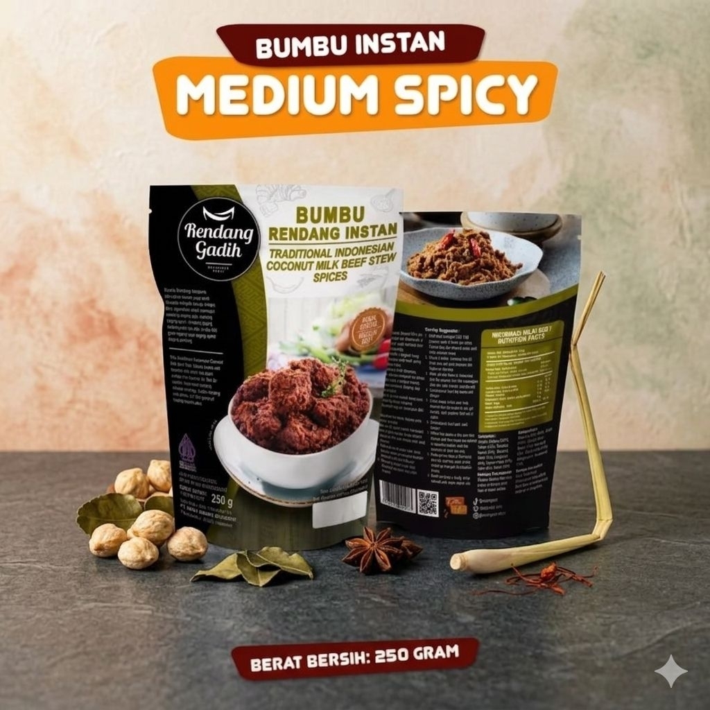 Bumbu Rendang Instan Rendang Gadih 250g | Bumbu Rendang Padang Asli | Praktis & Enak