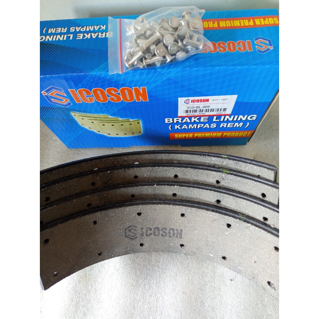 BRAKE LINING (DAUN KAMPAS REM) DEPAN + RIVET TOYOTA RINO PS ICOSON