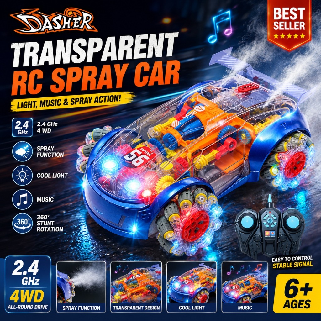 RC Transparent Mobil Remote Kontrol Control Transparan asap lampu musik Dasher Rc Transparant