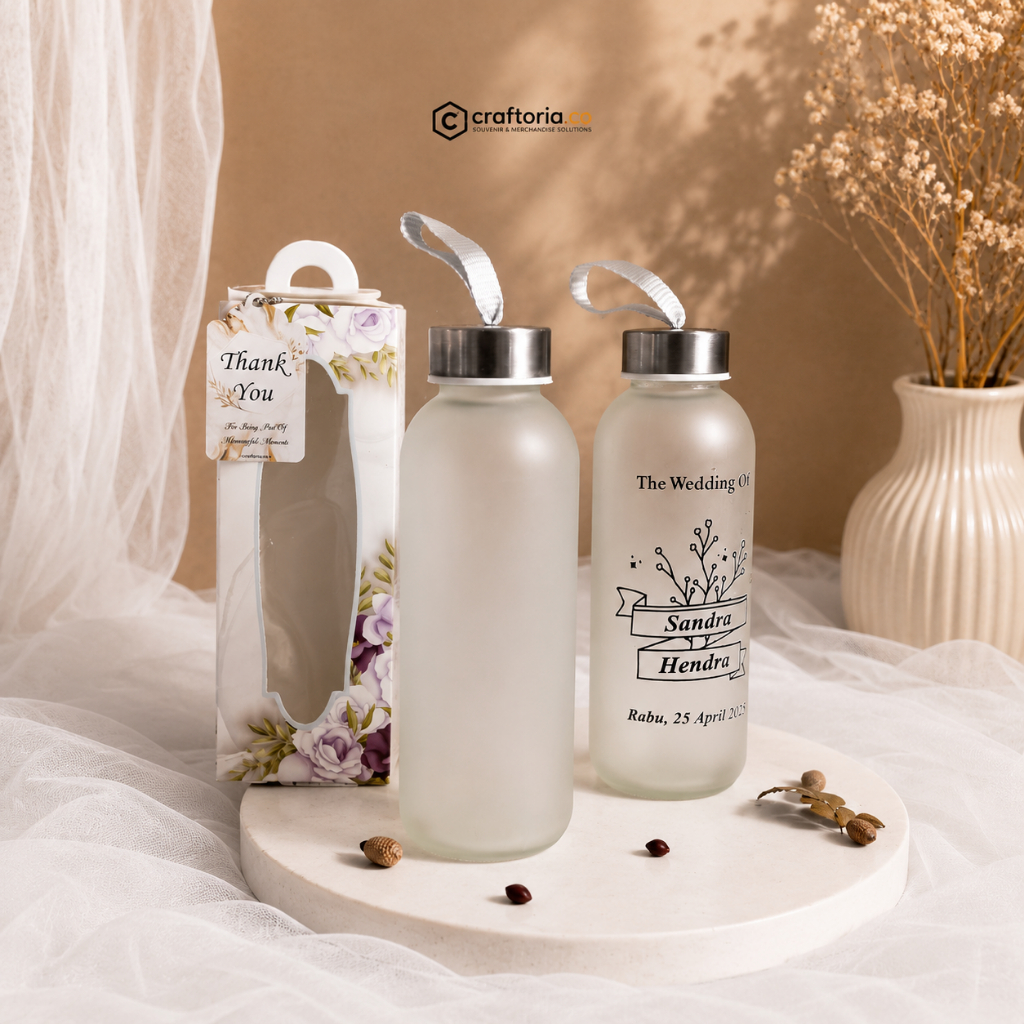 Souvenir Tumbler Kaca Doff 420ml Custom UV | Tumbler Estetik Polos & Custom | Gift Merchandise